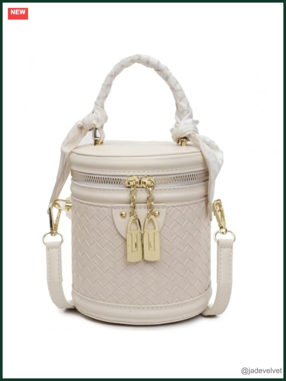 Vegan Leather Mini Bucket Crossbody Bag with Woven Texture